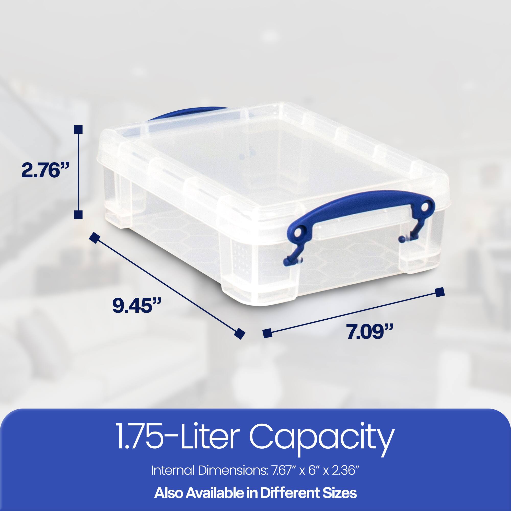 1.75-Liter Capacity  
Internal Dimensions: 7.67" x 6" x 2.36"  
Also Available in Different Sizes  

2.76"  
9.45"  
7.09"