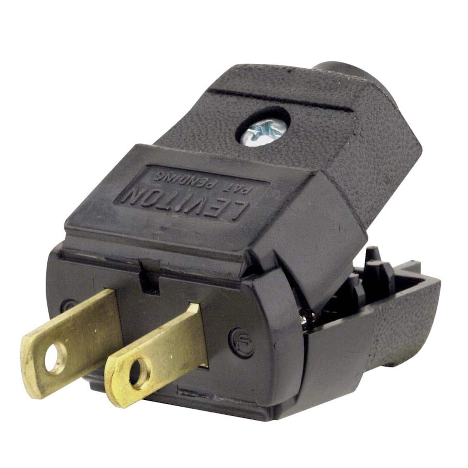 Leviton - 101-2EP EB Polarized Straight Blade Plug 15A 125V - Black