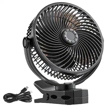 Front. Loheer - Loheer Portable Clip Fan Rechargeable USB Clamp Fan for Treadmill and Golf Cart Black.