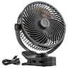 Loheer - Portable Clip Fan Rechargeable USB Clamp Fan for Treadmill and Golf Cart Black