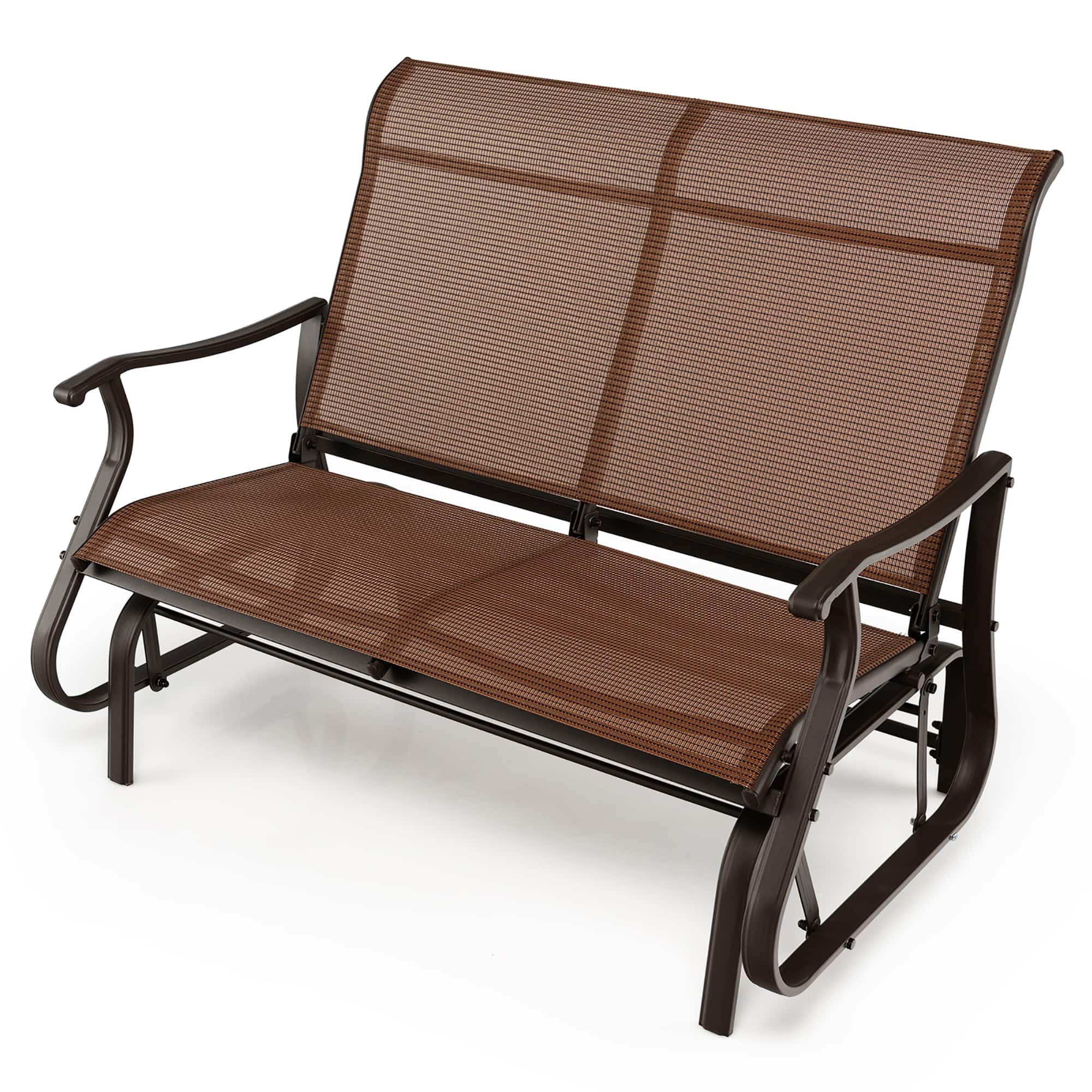 Costway - 2-Person Patio Swing Glider Bench Loveseat Rocking Chair High Back Deck - Brown price history on PriceWatchPro