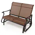 Front. Costway - Costway 2-Person Patio Swing Glider Bench Loveseat Rocking Chair High Back Deck - Brown.