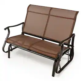 Costway - 2-Person Patio Swing Glider Bench Loveseat Rocking Chair High Back Deck - Brown