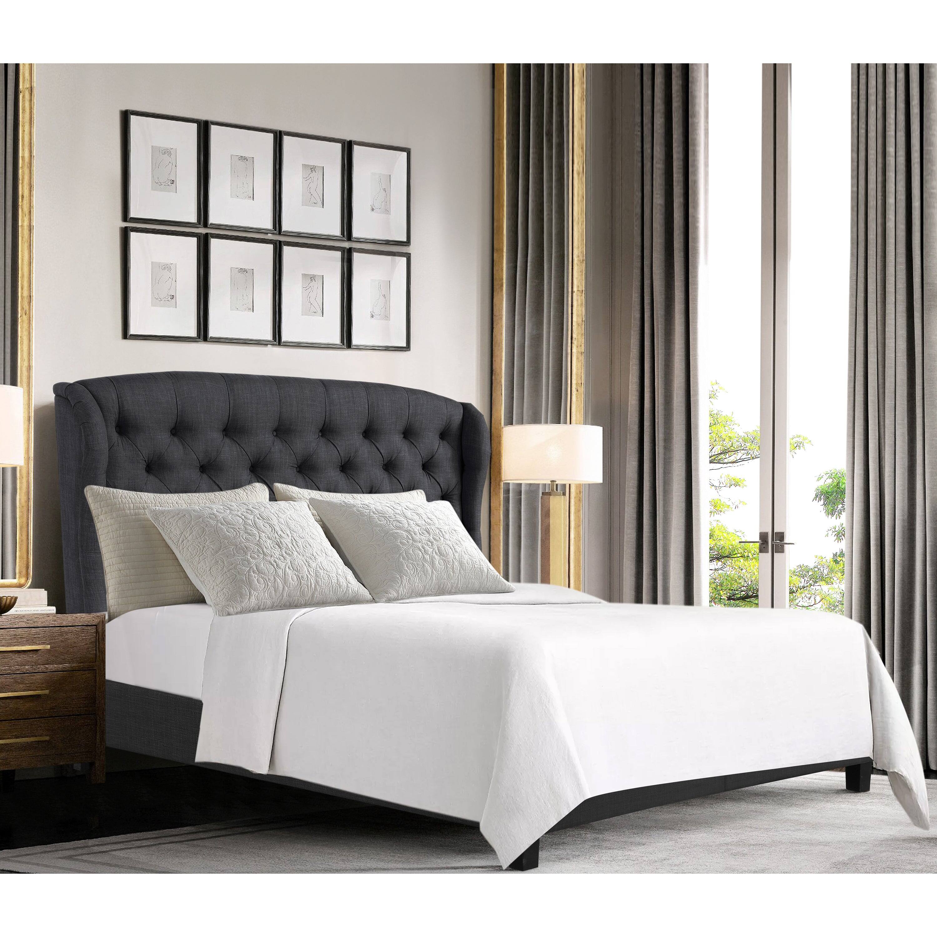 Alt View 5. Boyel Living - 72 in High Back Upholstered Bed Frame with Solid Wood Structure Soft Fabric Headboard in Gray - Gray.