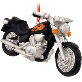 Ganz - Motorcycle With Flames Resin Hanging Christmas Ornament 5 inch - Black