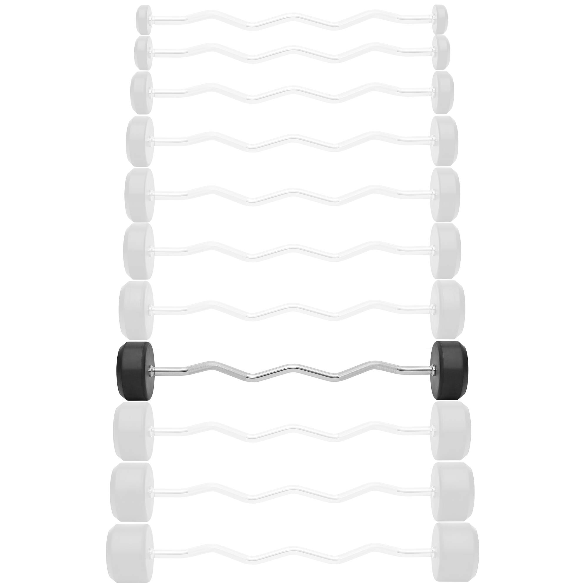 Alt View 1. Philosophy Gym - Rubber Fixed Barbell - Pre-Loaded Weight EZ Curl Bar for Weightlifting - Black.