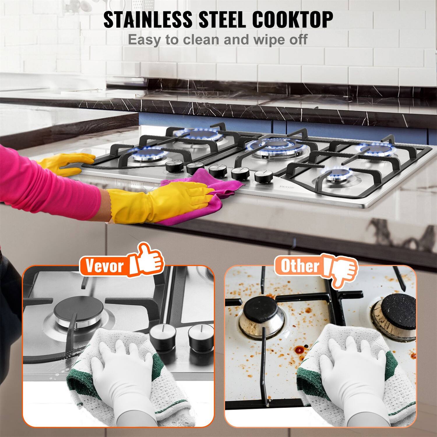 STAINLESS STEEL COOKTOP  
Easy to clean and wipe off  

Vevor  
Other
