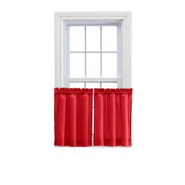 Ellis Curtain - Ellis Stacey 1.5" Rod Pocket High Quality Fabric Solid Color Window Tailored Tier Pair 56"x30" - Red
