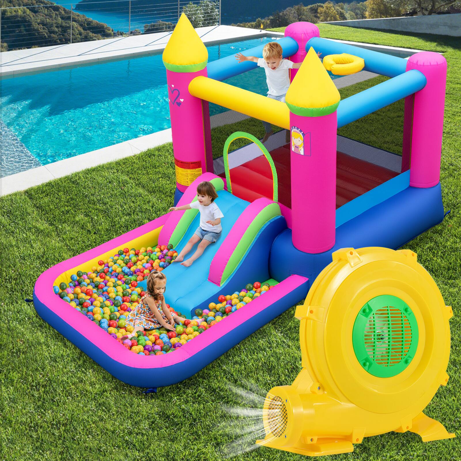 Alt View 1. Gymax - Gymax 980W Air Blower 1.31 HP Air Pump Fan w/ Convenient Handle & Ground Stakes - Yellow.