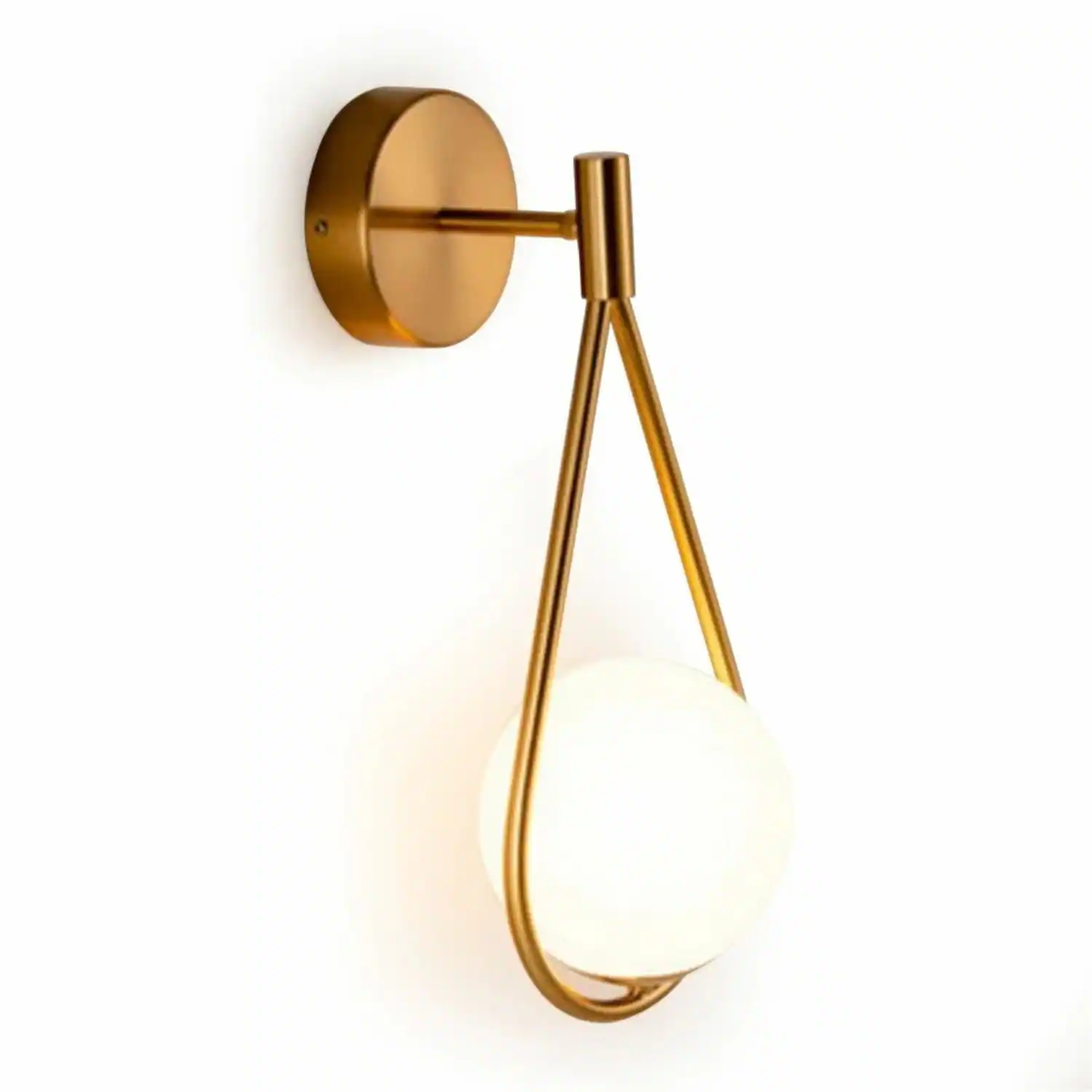 Front. Stock Preferred - Modern Gold Glass Ball Wall Lamp - Gold.