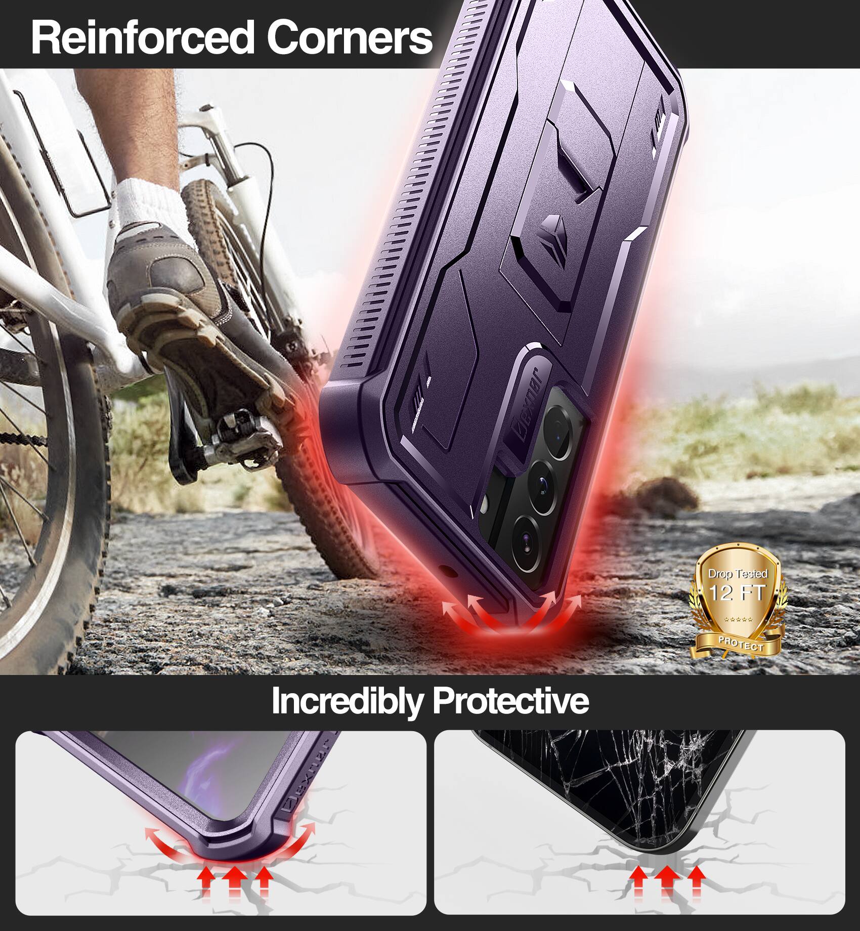 Reinforced Corners  
Dexter Drop Tested 12 FT  
PROTECT  
Incredibly Protective