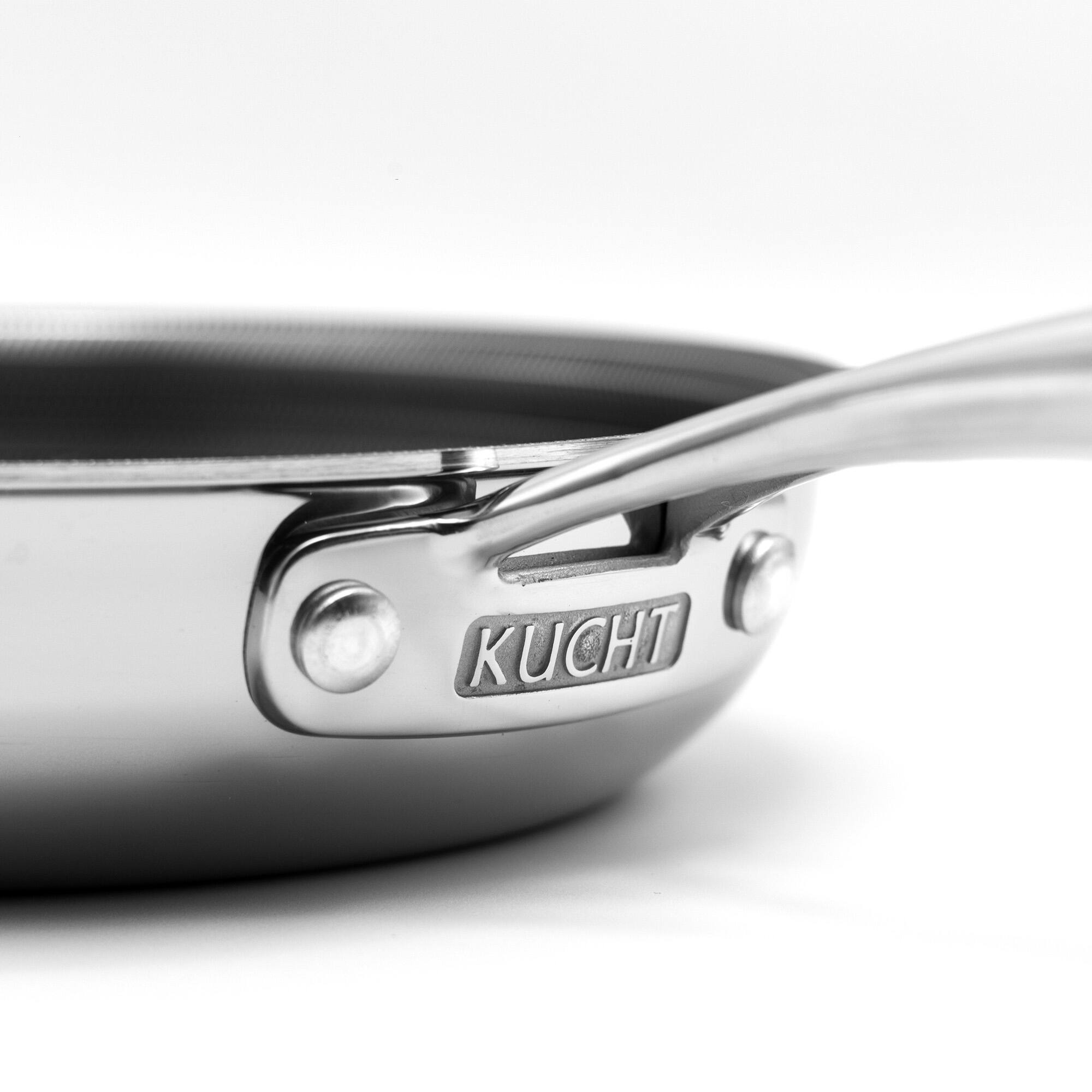 Left. Kucht - KUCHT Culinary Professional 2-Piece Honeycomb Non-stick Pan Set - Stainless Steel.