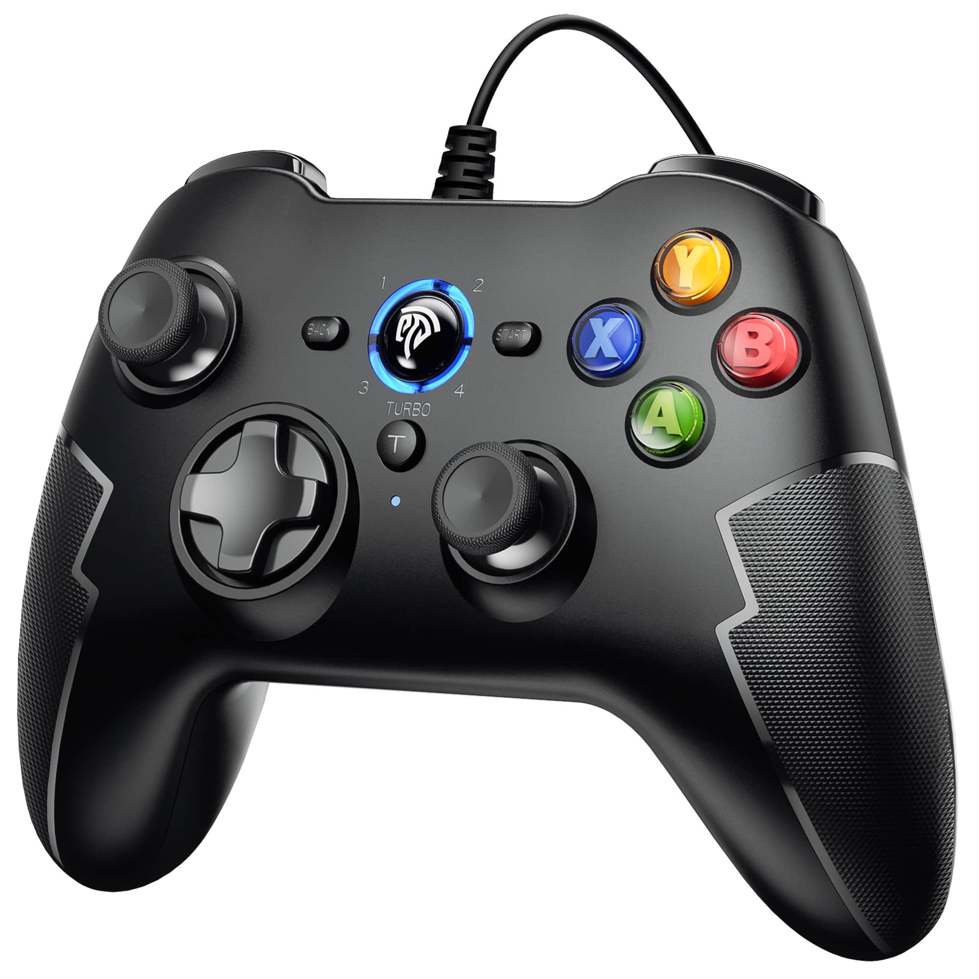 EasySMX - Wired Gaming Controller, Joystick with Dual Vibration, Turbo & Triggers for Windows PC, PS3, Android TV, Tesla - Black