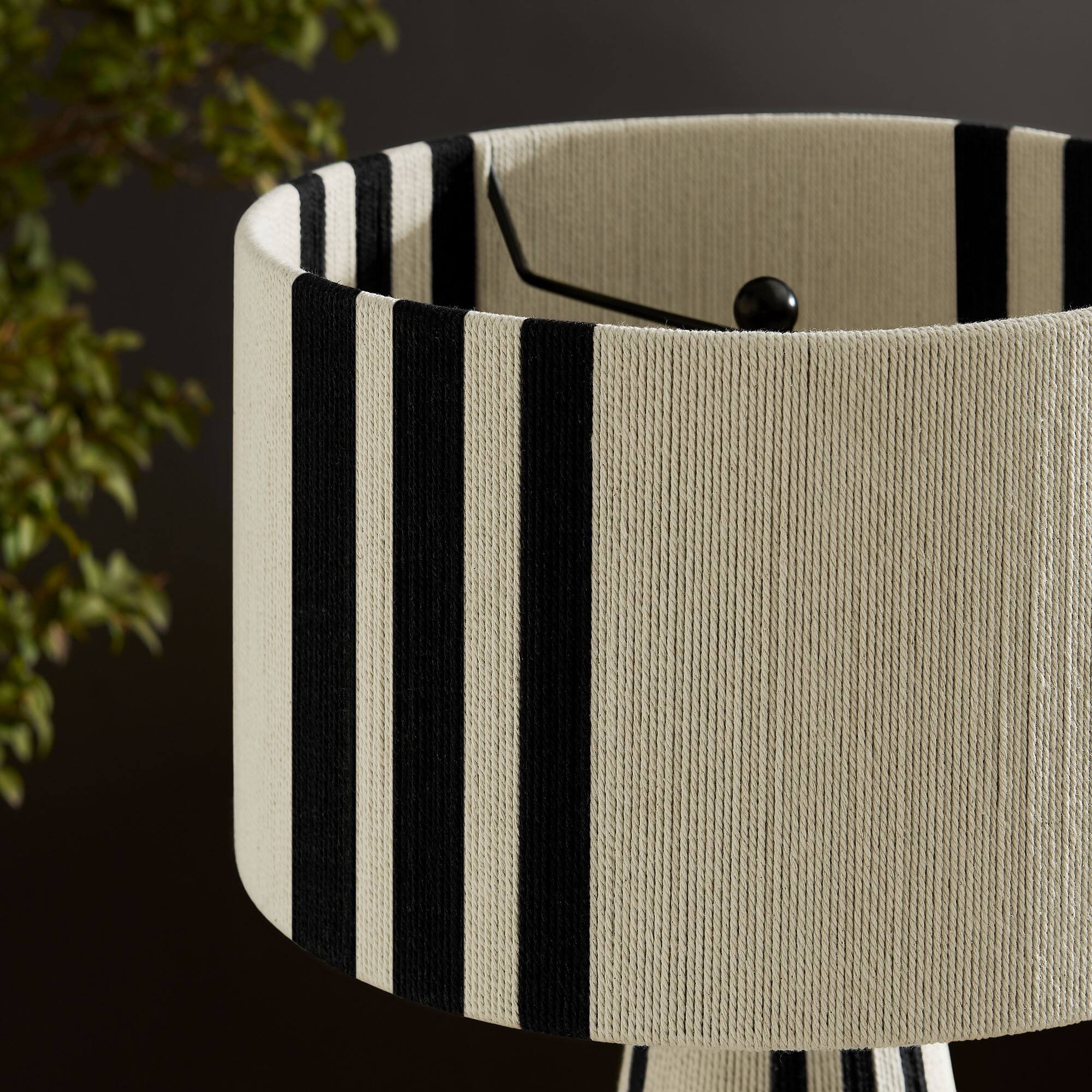 Alt View 2. Modway - Gia Handwoven Cotton Thread Striped or Plain Table Lamp by Modway - Black.