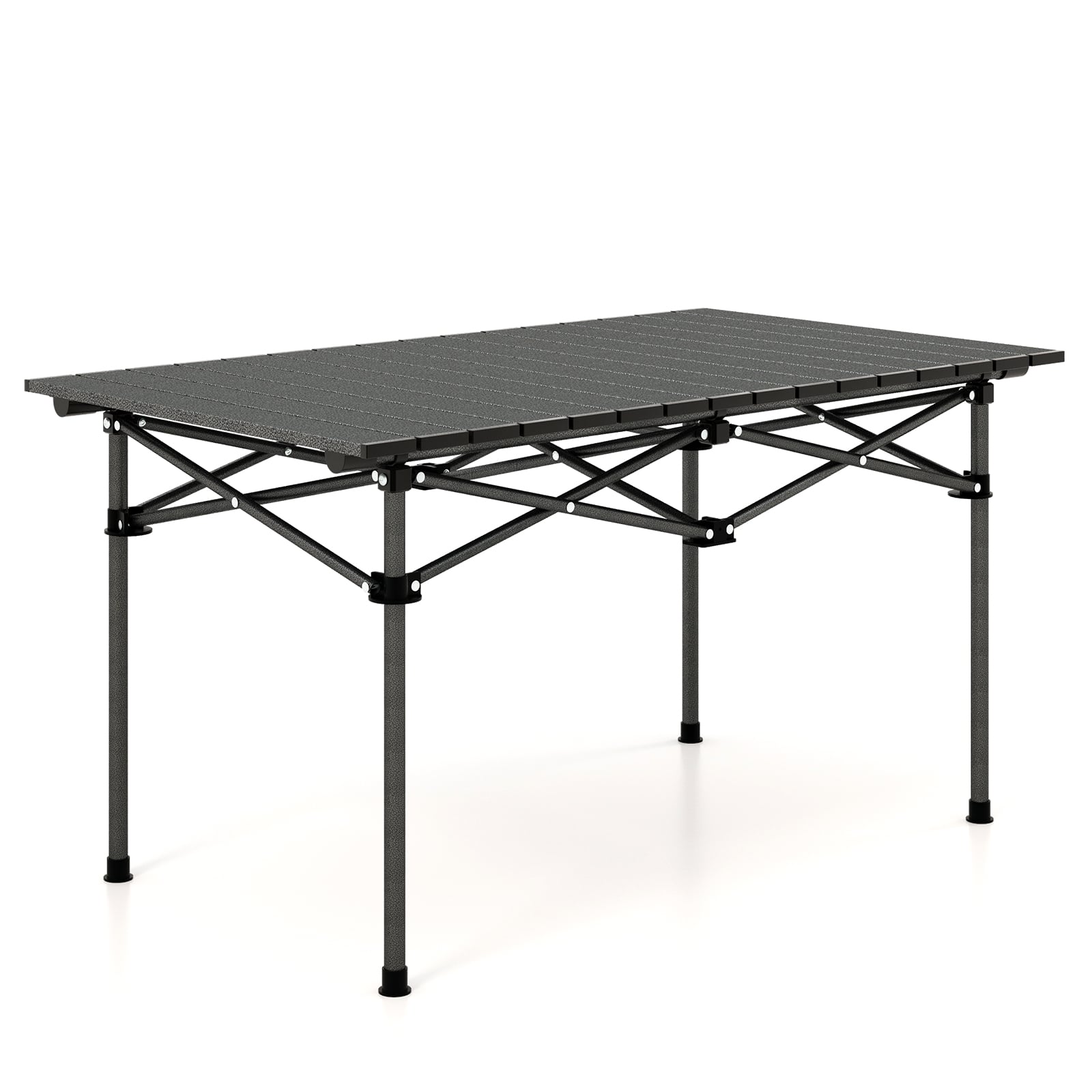 Alt View 17. Costway - Aluminum Camping Table for 4-6 People Folding Picnic Table w/ Carry Bag - Black.