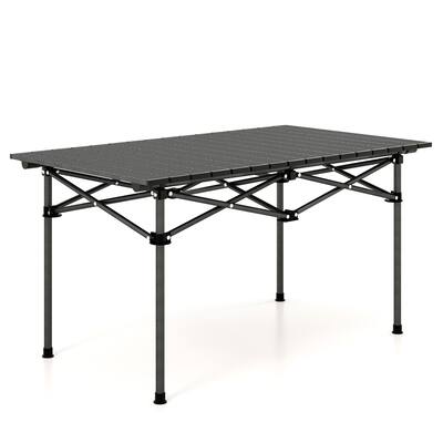 Teak Finish Portable Outdoor Roll-Up Table | 26