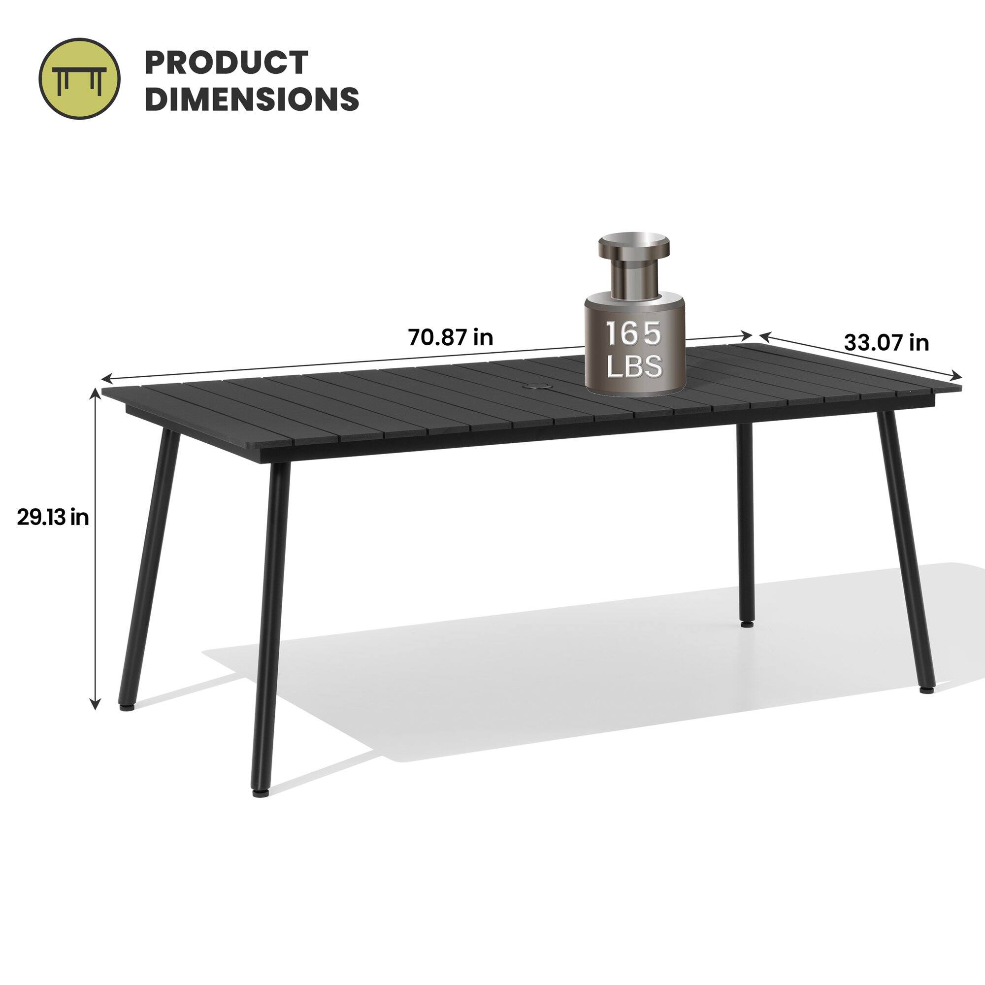 PRODUCT DIMENSIONS  
70.87 in x 33.07 in x 29.13 in  
165 LBS