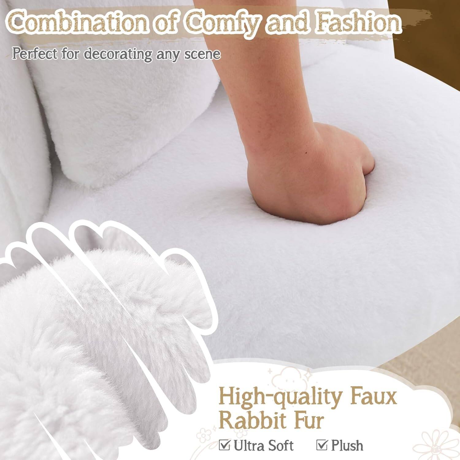 Combination of Comfy and Fashion  
Perfect for decorating any scene  

High-quality Faux Rabbit Fur  
Ultra Soft  
Plush
