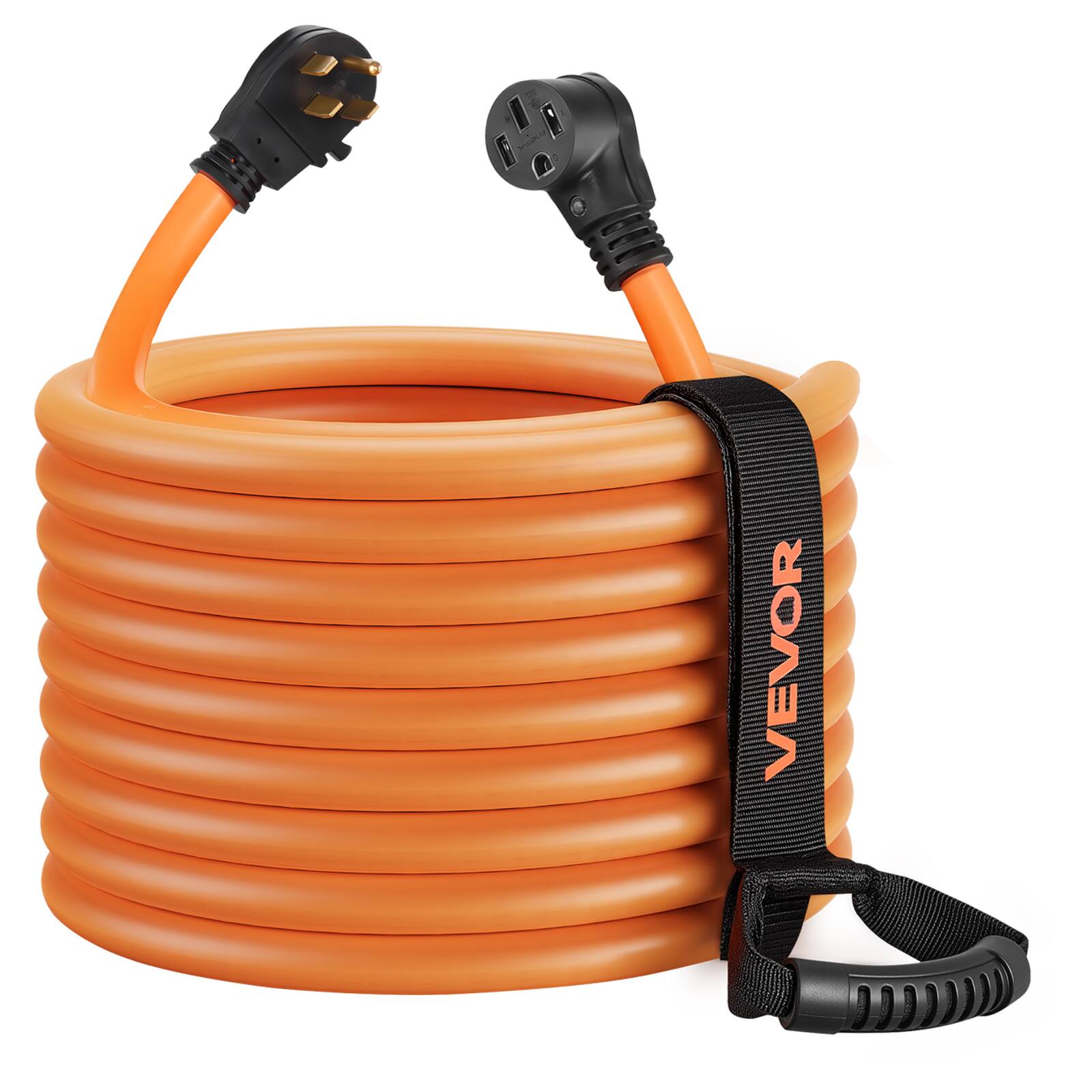 Alt View 5. VEVOR - 50 Amp 75 Feet RV Extension Cord,125V/250V 7500W,Heavy Duty 6/3 + 8/1 Gauge STW RV Power Cord,NEMA 14-50P to NEMA 14-50R - Orange;Black.
