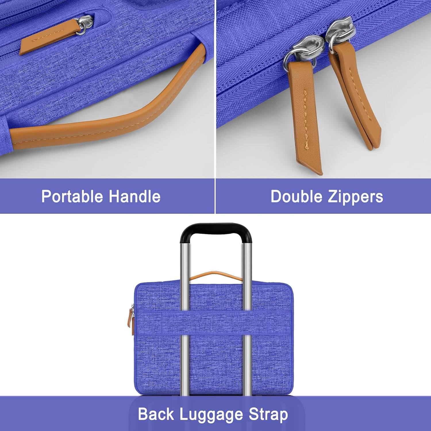CCAD Portable Handle Double Zippers Back Luggage Strap