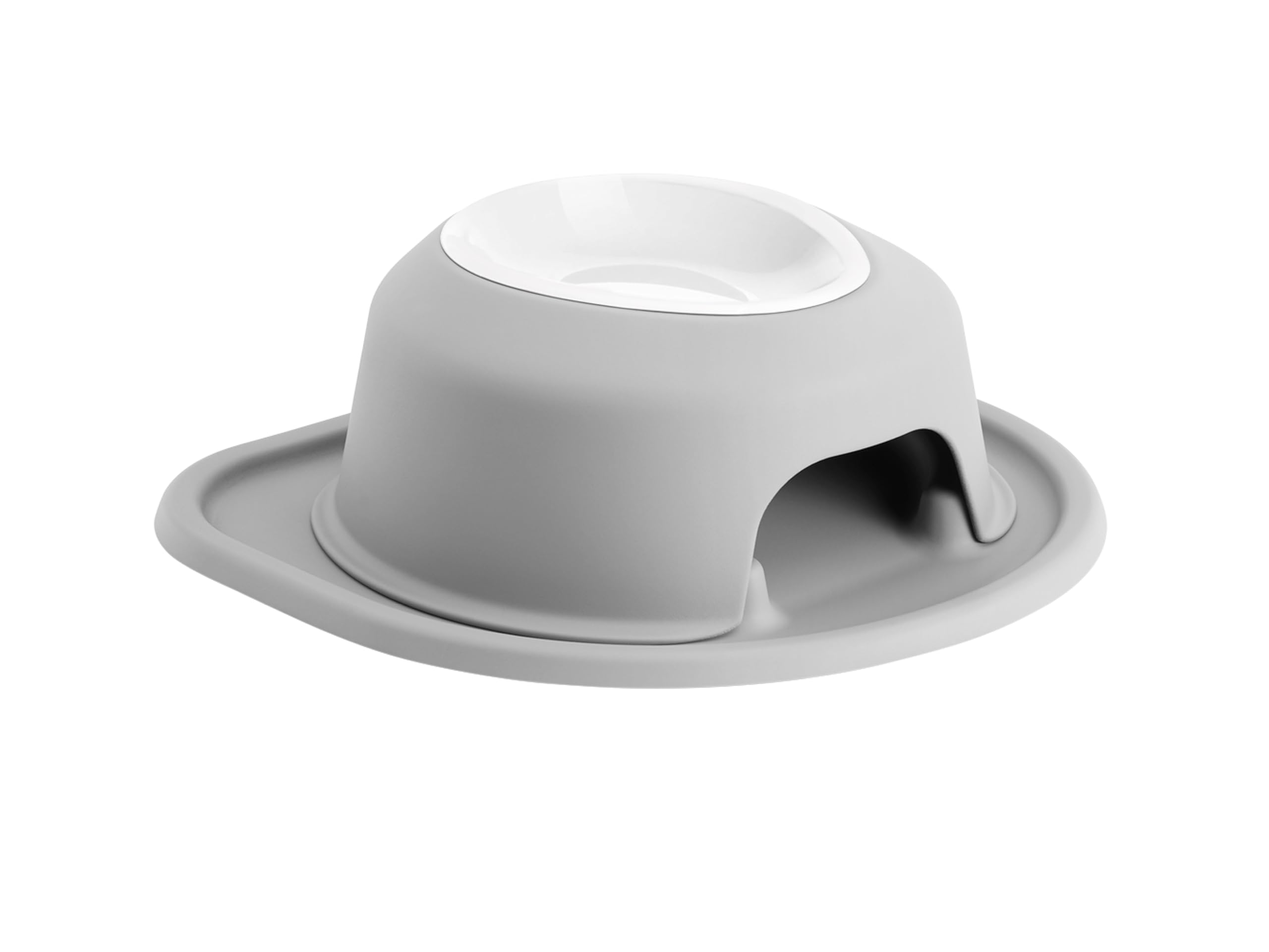 Front. WeatherTech - Single High Pet Feeding System | Elevated Pet Bowl - 4" High Stand - Light Grey - 16 oz (2 Cup) BPA-Free Plastic Bowl - Light Grey.
