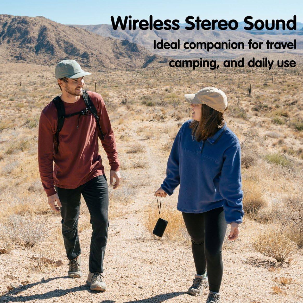 Wireless Stereo Sound  
Ideal companion for travel camping, and daily use