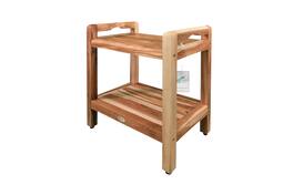 EcoDecors - Eleganto 20" Teak Bench, Shelf, LiftAide Arms - EarthyTeak