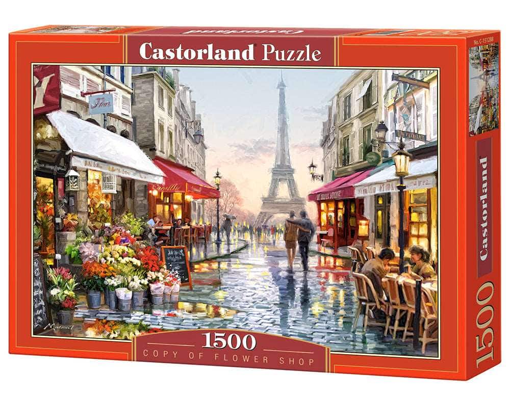 Castorland - 1500 Piece Jigsaw Puzzles, Flower Shop, Street of Paris, France, Eiffel Tower, Adult Puzzles, C-151288-2 - Red