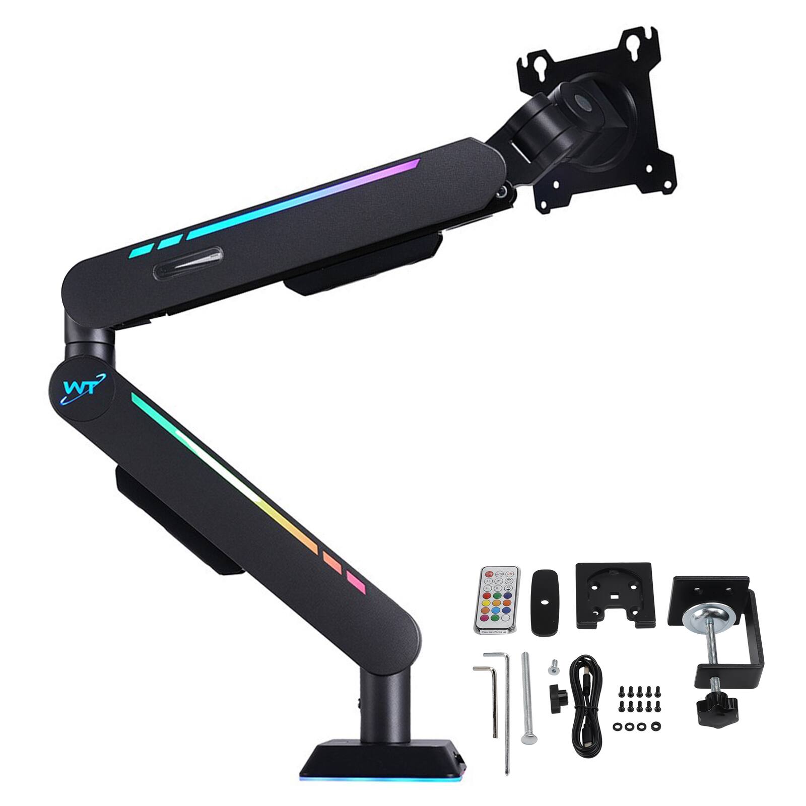 Alt View 10. Topteng - Gaming Monitor Arm for 17"-32" Screens – RGB Lighting, 19.8 lbs Capacity, Full Motion Adjustment, Fit for Gaming Setup - Black.