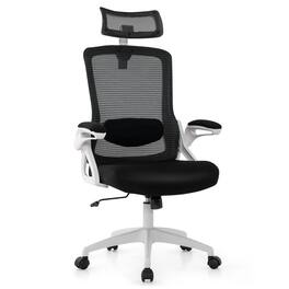 Ecooso - Office Chair Adjustable Swivel Task Chair with Lumbar Support and Ergonomic Mesh Design - White