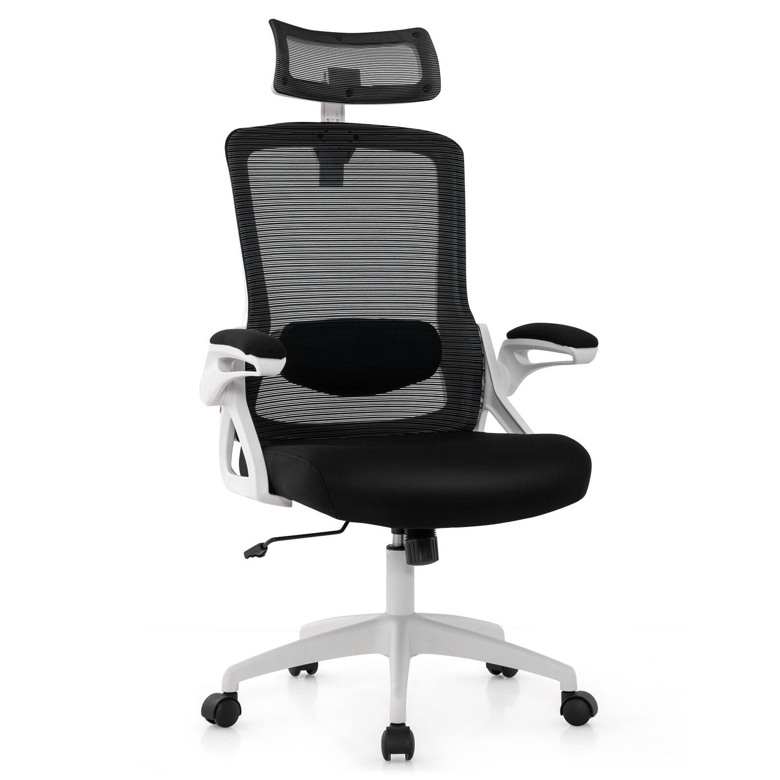 Front. Ecooso - Office Chair Adjustable Swivel Task Chair with Lumbar Support and Ergonomic Mesh Design - White.