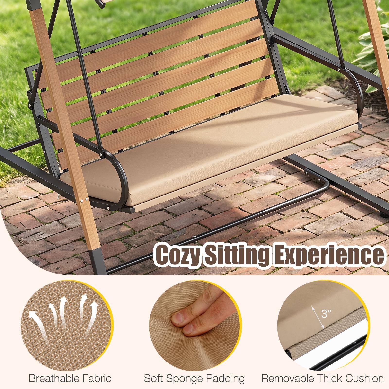 Cozy Sitting Experience

- Breathable Fabric
- Soft Sponge Padding
- Removable Thick Cushion (3")