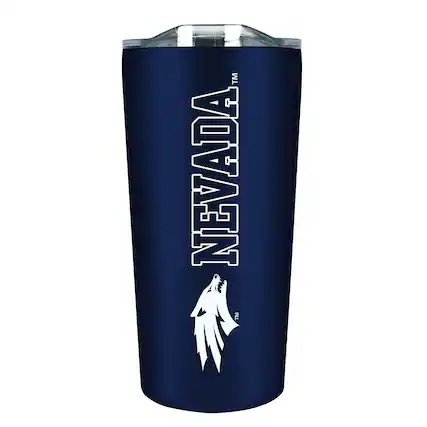 Front. The Fanatic Group - Nevada Wolf Pack 18oz. Stainless Steel Soft Touch Tumbler - Multicolor.