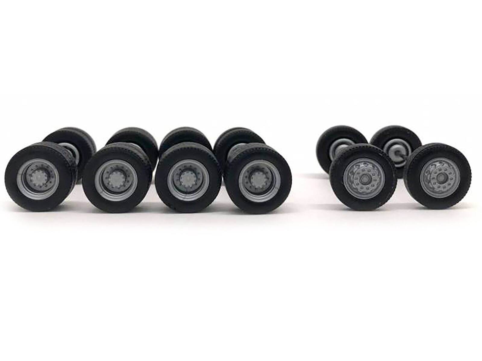 Angle. Promotex - Planetary Hubs Wheel Set (2 Front and 4 Rear) 1/87 (HO) Plastic Model by Promotex - Black.