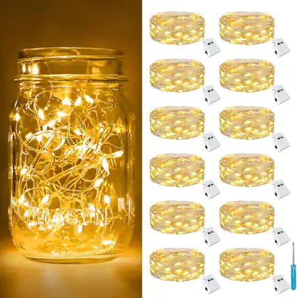 Front. Veranti - 7 ft 20 LED Battery Fairy String Lights for Christmas Wreaths and Halloween Crafts, 3 Modes.