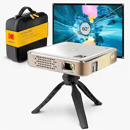 Kodak - Luma 75 Ultra Mini Projector, Portable Pico Projector with 60" Screen, Tripod & Case - White