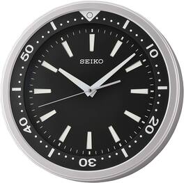 Seiko - 14" Ultra-Modern "Watch Face" Black & Silver Tone - Silver-Tone Metallic