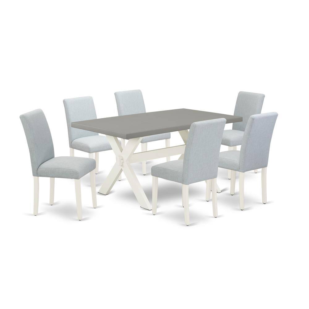 Left. East West Furniture - East West Furniture 7-Piece Dining Room Table Set Includes 6 Kitchen Chairs with Upholstered Seat and High Back and a - Multi-Color.