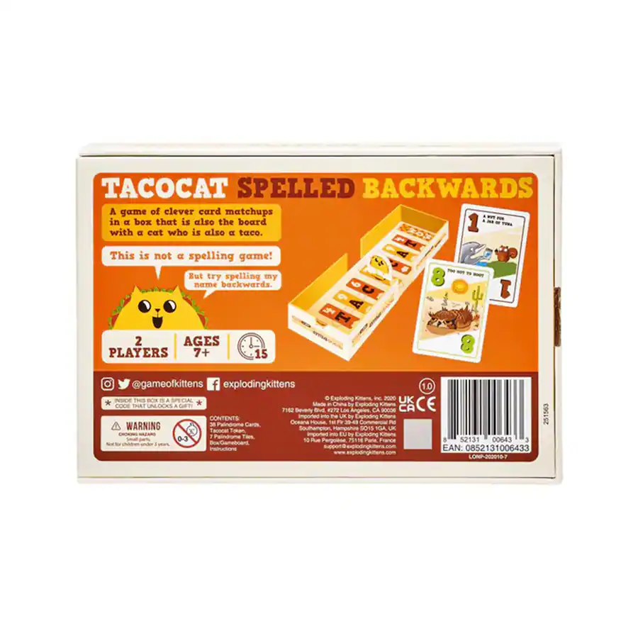 Exploding Kittens Taco Cat Color Exploding Kittens Tacocat Spelled Backwards Card Game Multi Color TACO ...