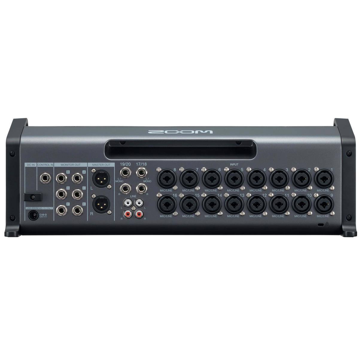 DC IN | CONTROL IN | MONITOR OUT | MASTER OUT  
19/20 | 17/18  
INPUT  
1 | 2 | 3 | 4 | 5 | 6 | 7 | 8 | 9 | 10 | 11 | 12 | 13 | 14 | 15 | 16  
MIC LINE | MIC LINE | MIC LINE | MIC LINE | MIC LINE | MIC LINE | MIC LINE | MIC LINE | MIC LINE | MIC LINE | MIC LINE | MIC LINE | MIC LINE | MIC LINE | MIC LINE | MIC LINE | MIC LINE