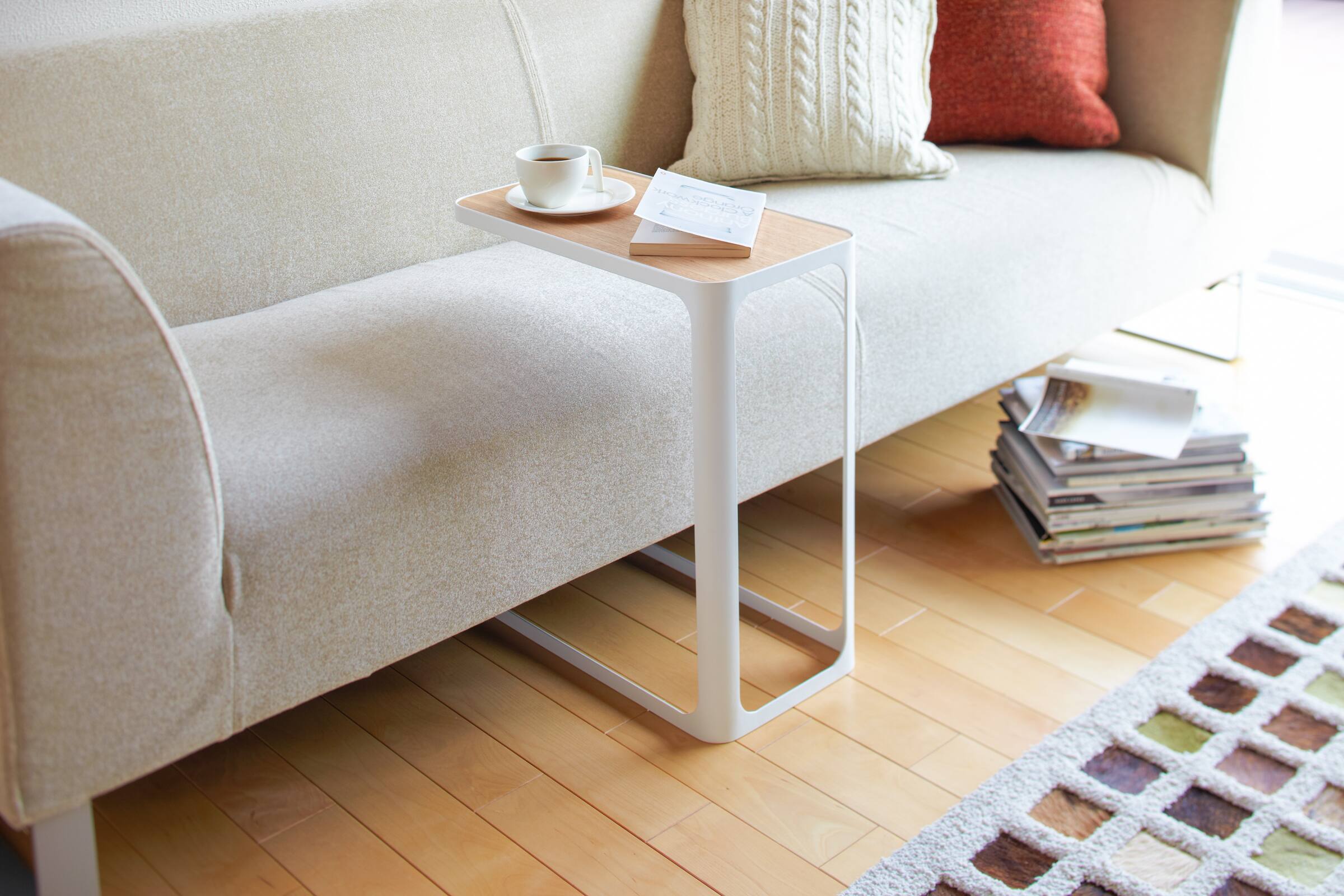 Front. Yamazaki Home - C Side Table (20" H) - Steel - White.