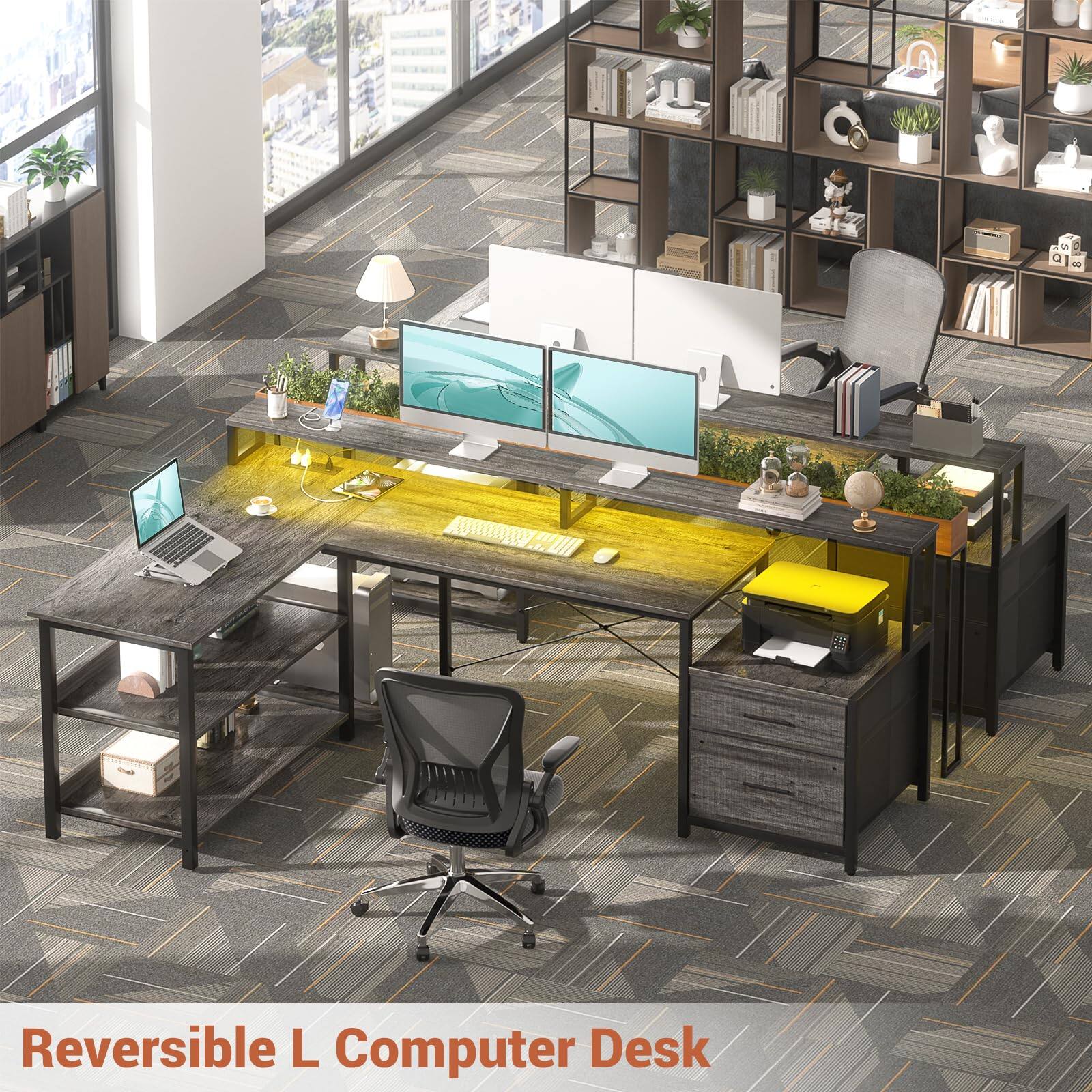 Reversible L Computer Desk