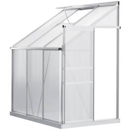 Outsunny - 6' x 4' Aluminum Lean-to Greenhouse Polycarbonate Walk-in Garden Greenhouse with Adjustable Roof Vent