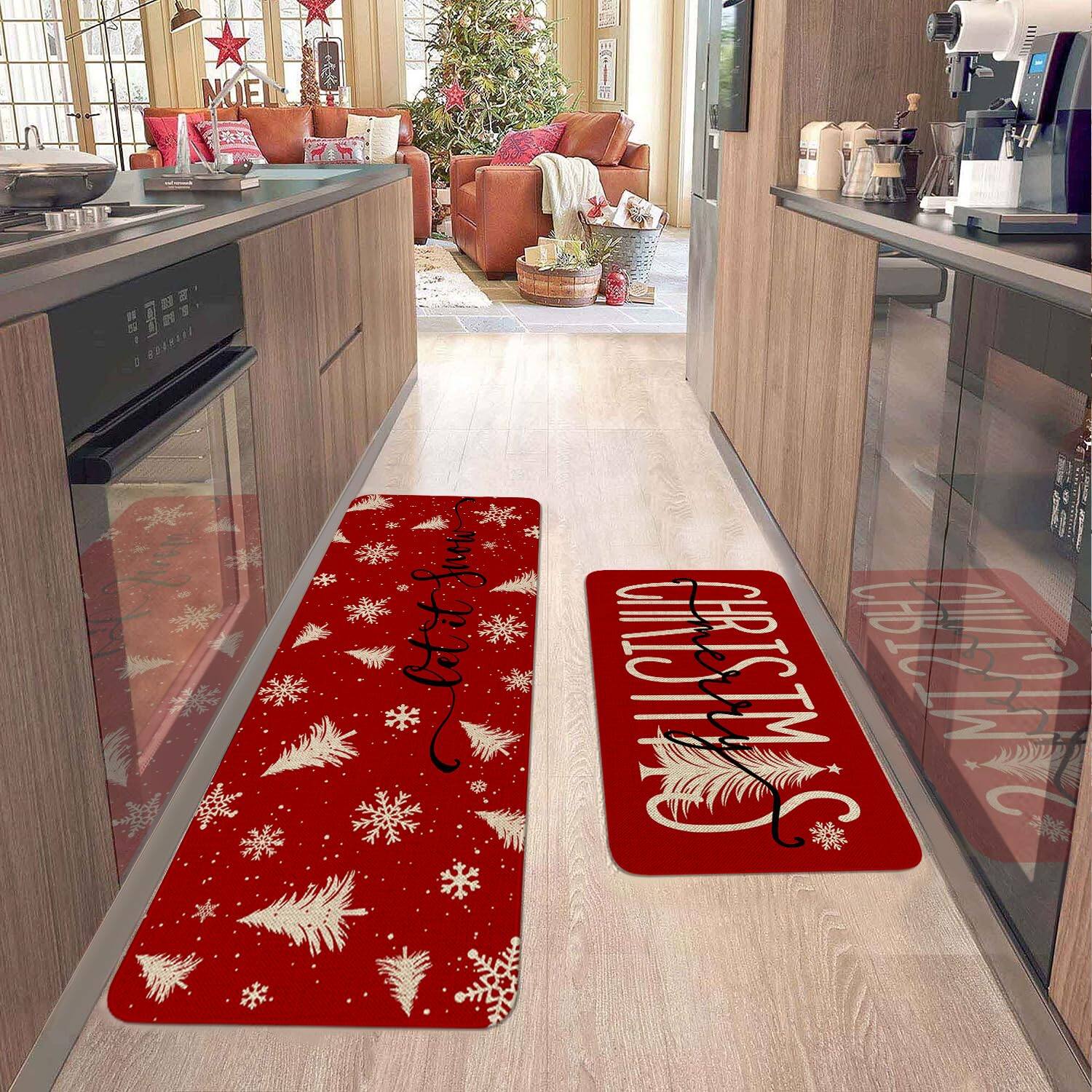 Sure, here is the corrected and grouped text from the image:

- "M O E 10K N HS!"
- "Leim 5"
- "ERTS AMEHR"
- "CHRISTMAS" (on the rug)
- "MERRY CHRISTMAS" (on the rug)