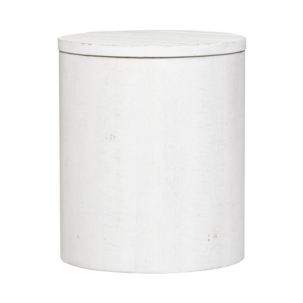Back. Liberty Furniture Industries - Modern Farmhouse Drum End Table in Flea Market White w/ Heavy Distressing - White.
