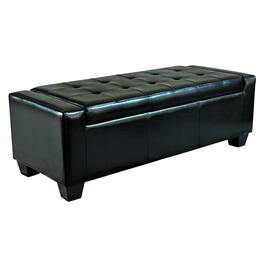 Homcom - 51" Ottoman with Storage, Storage Ottoman Bench with Safty Hinge, Faux Leather Upholstered Entryway Bench with Seating - Black
