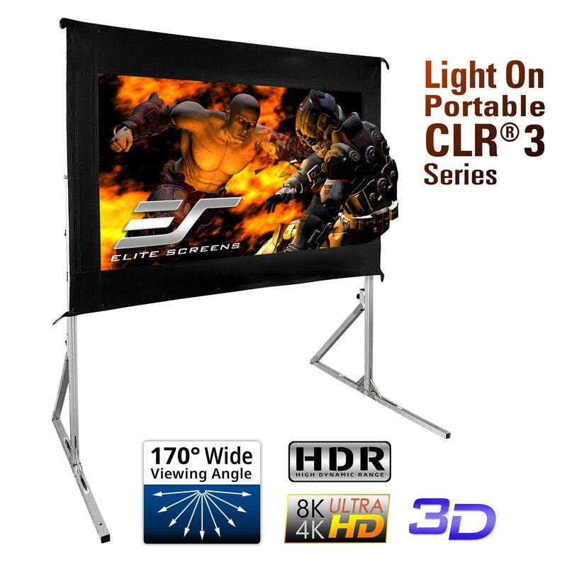 ELITE SCREENS  
Light On Portable CLR® 3 Series  

170° Wide Viewing Angle  
HDR High Dynamic Range  
8K ULTRA 4K HD  
3D