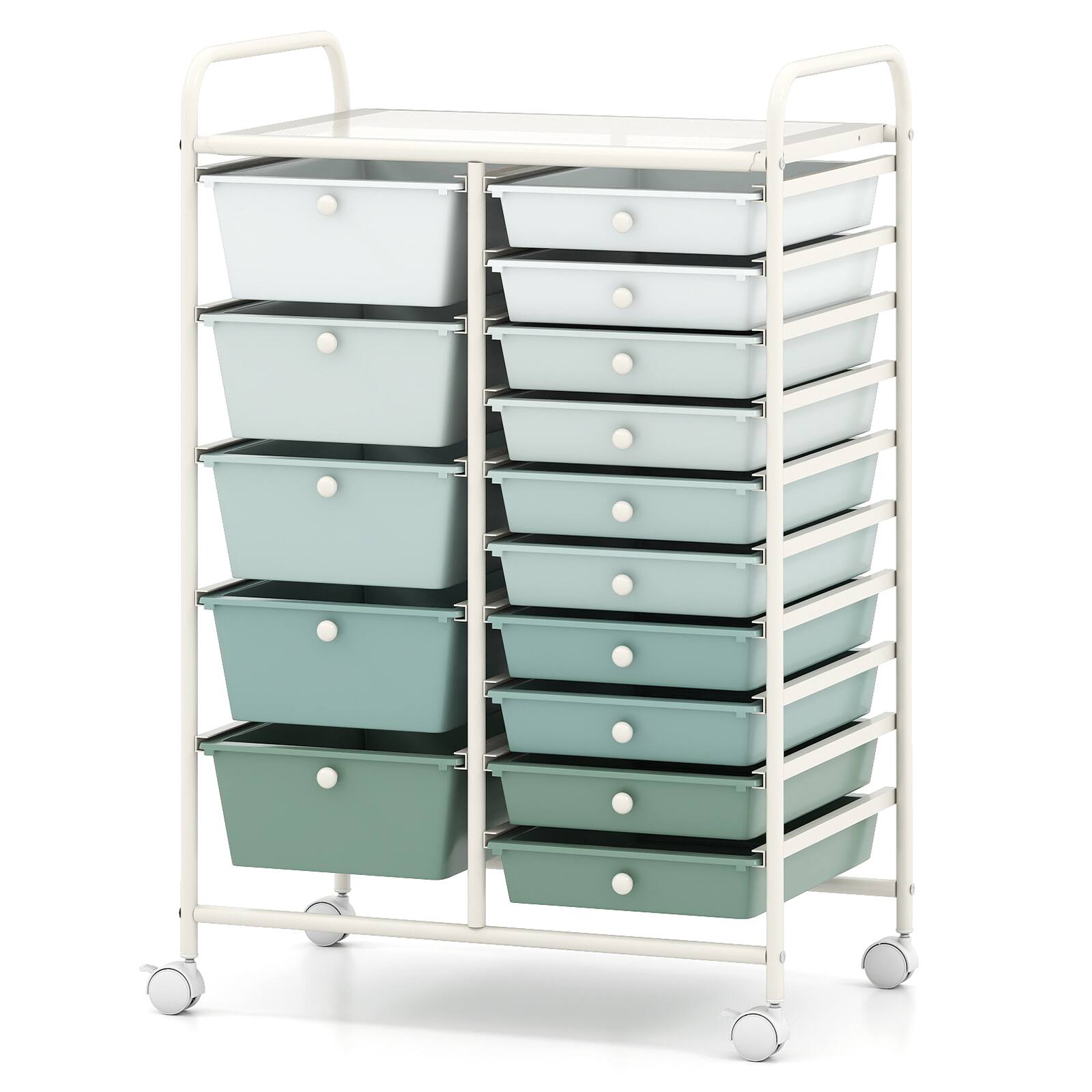 Alt View 7. Gymax - Gymax 15-Drawer Rolling Storage Cart Mobile Cart w/ Colorful Drawers & Metal Frame Gradient Green - Hot Pink, Green.