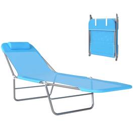 Outsunny - Mesh Outdoor Reclining Lounge Chair Lightweight & Portable - Blue