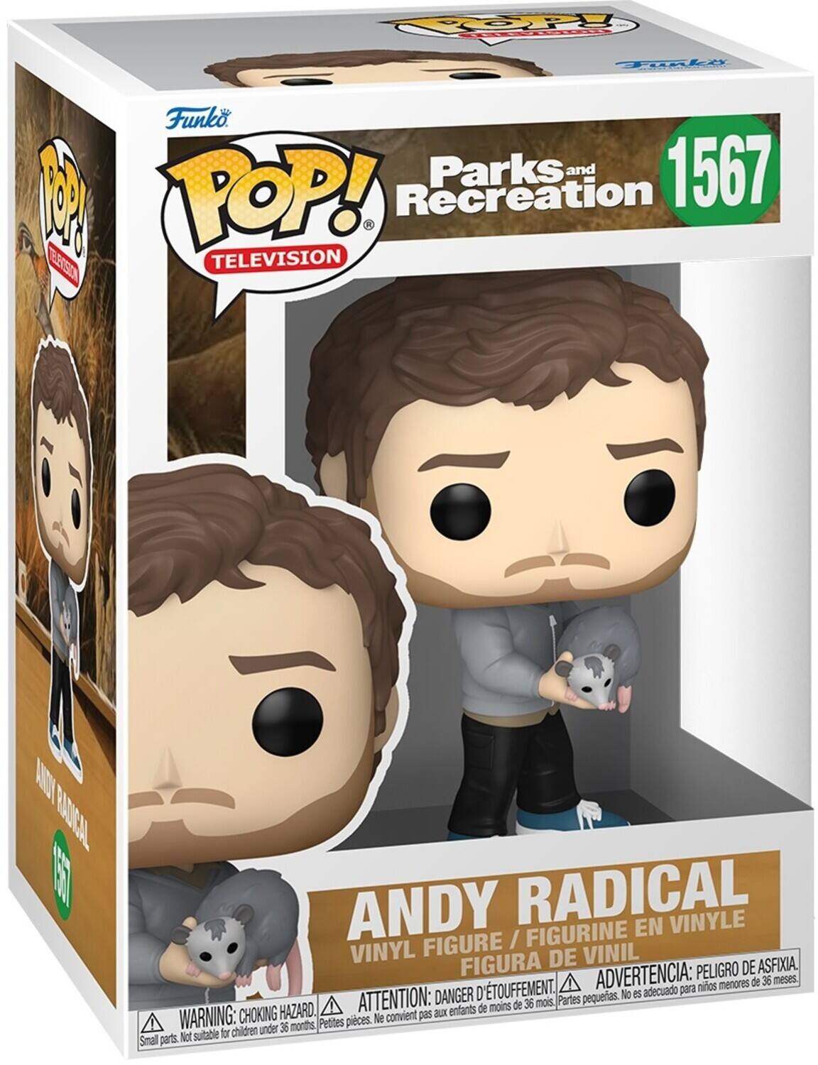 COOP Tuake Funko Parks and 1567 M POP! Recreation EAGSION TELEVISION AN BAOICALL T ANDY RADICAL VINYLE FIGURINE EN FIGURE / VINYL FIGURA DE VINIL ASFIXIA ADVERTENCIA: PELIGRO DE nios menores de 36 meses ATTENTION: DANGER D'TOUFFEMENT. Partes pequeas. No es adecuado para de moins de 36 mois CHOKING HAZARD. convient pas aux enfants WARNING: under 36 months Petites pieces. Ne Not suitable for children Small parts